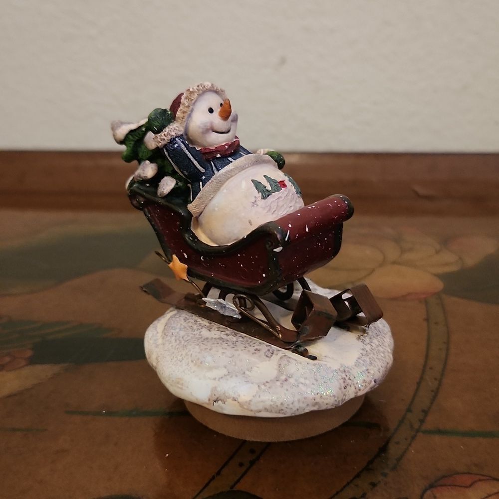 Snowman in Sled Home Interiors Figurine